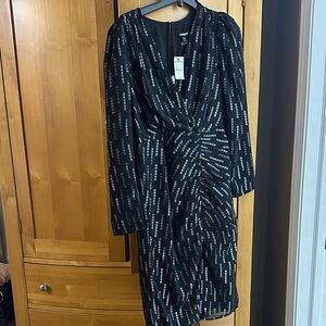Express Black Patterned Long Sleeve Dress